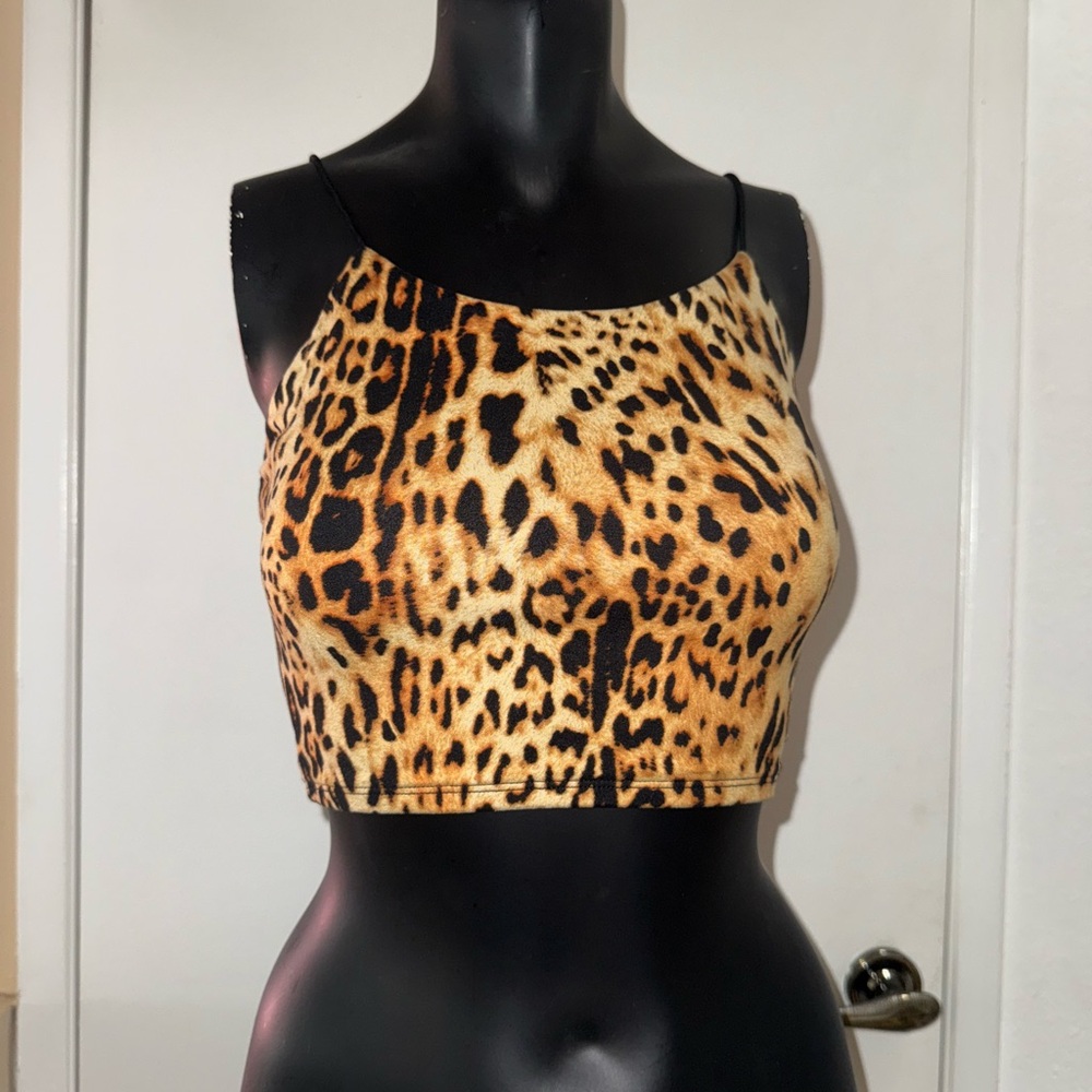 Fashion Nova Tan and Brown Fitted Crop Tank Top